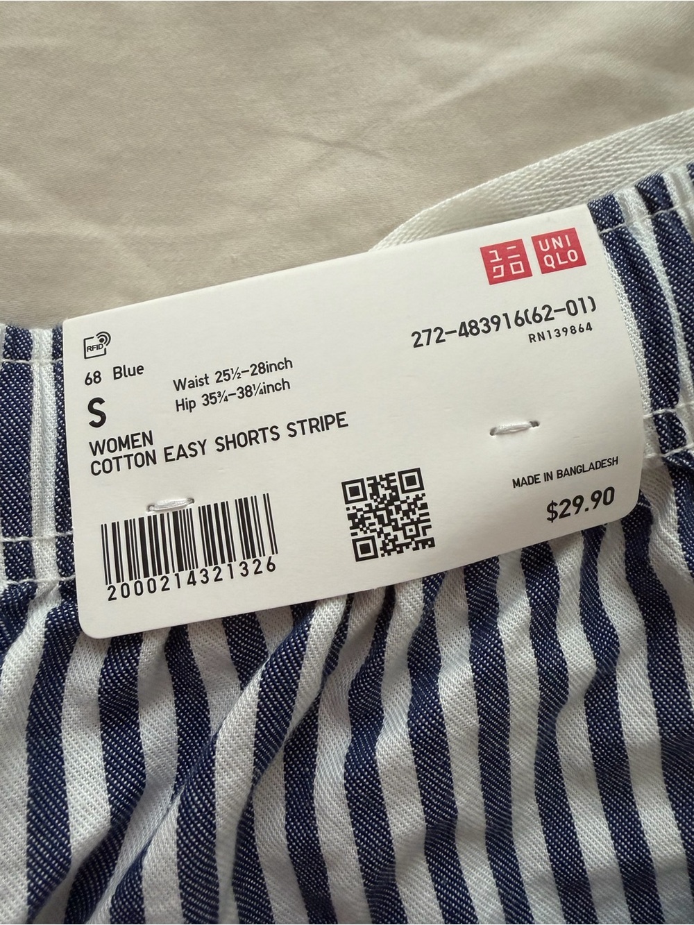 Uniqlo Women’s Cotton Easy Shorts in Blue Stripe - Picture 7 of 12